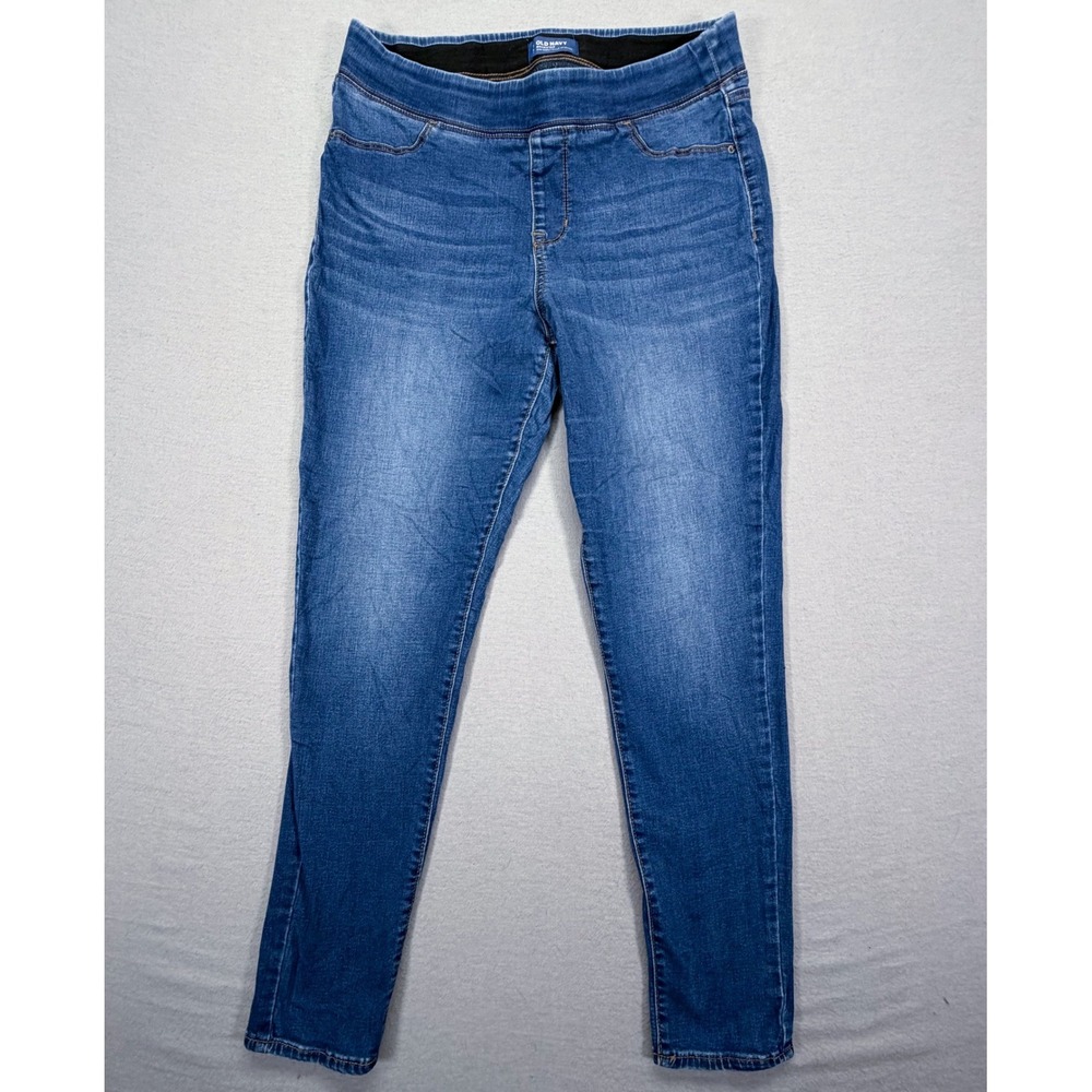 Old Navy Jeggings Women‎ 14 Regular Good Blue Rockstar Mid Rise Pull On Skinny